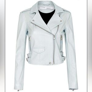 NWOT IRO Blue Asheville Leather Moto Jacket- Size 36